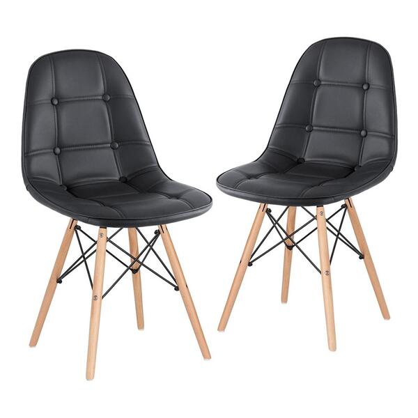 Kit - 2 X Cadeiras Estofadas Eames Eiffel Botonê - Preto - Ba