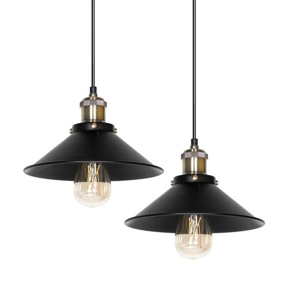 Kit - 2 X Luminárias Pendente Loft Hat - Chapéu - Preto