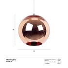 Kit - 2 X Luminárias Pendente Tom Dixon Copper Shade - 35 Cm