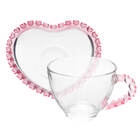 Kit 2 Xícaras Com Pires Coração 80ml Cristal Luxo