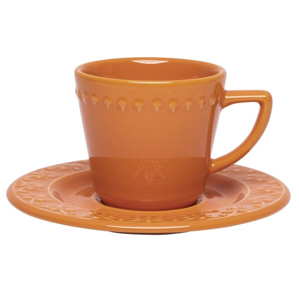 Kit 2 Xícaras Com Pires Mendi Sunset Oxford Cerâmica 200ml