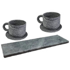 Kit 2 Xícaras De Chá Com Pires Pedra Sabão Servir Decorar