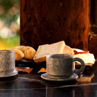 Kit 2 Xícaras De Chá Com Pires Pedra Sabão Servir Decorar