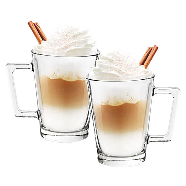 Kit 2 Xícaras De Vidro 270ml Martin Alça Quadrada