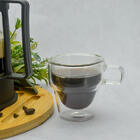 Kit 2 Xícaras Parede Dupla Vidro Empilhável Café Chá 90ml