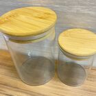 Kit 2pçs Porta Tempero Vidro Bambu 250 E 550ml