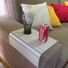 Kit 2un Esteiras Bandeja Reta Flexível Para Braço Sofá Branco