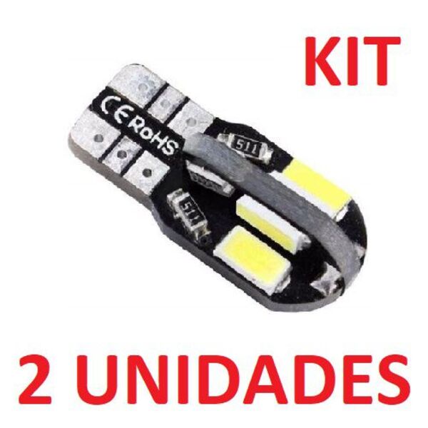 Kit 2x Lâmpada Led Veicular T10 W5w Pingo 8smd 5050 Canbus