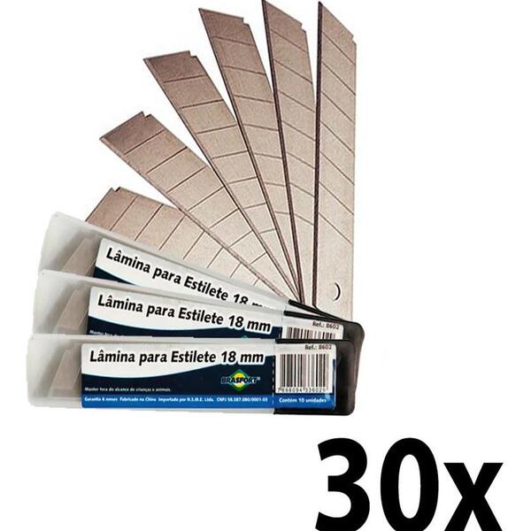 Kit 30 (3pct) Lâmina P/ Estilete 18mm Brasfort