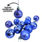 Kit 30 Bolas Natal Mista Glitter, Fosca E Brilho Azul Royal 3