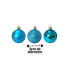 Kit 30 Bolas Natal Mista Glitter, Fosca, Lisa Azul Turquesa M