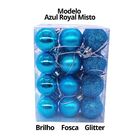 Kit 30 Bolas Natal Mista Glitter, Fosca, Lisa Azul Turquesa M