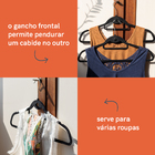 Kit 30 Cabides De Veludo Preto Com Gancho Unica U