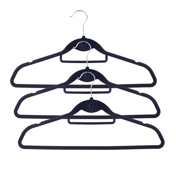 Kit 30 Cabides De Veludo Preto Com Gancho Unica U