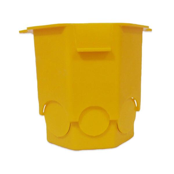 Kit 30 Caixa Luz Plást Sextavada Dupla Fundo Fixo Amarela 3"