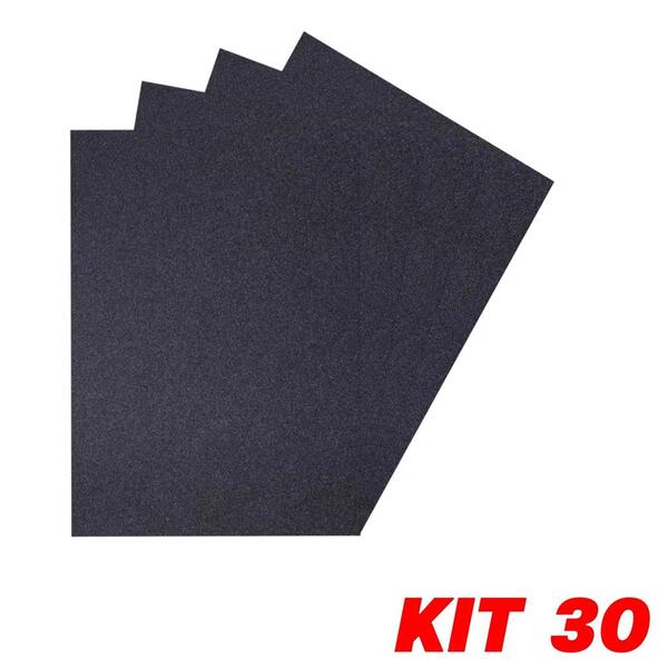 Kit 30 Lixa Folha Grão 220 Ferro Metal Aço Ferrugem 27x22cm