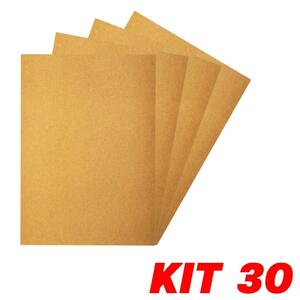 Foto de Kit 30 Lixa Folha Grão 80 Madeira Porta Acabamento 27x22cm