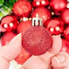 Kit 30 Mini Bolas Natal Vermelha Glitter, Fosca, Lisa 3cm - M
