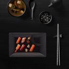 Kit 30 Pratos Para Sushi Com Molheira Melamina Pretos 19x12,5