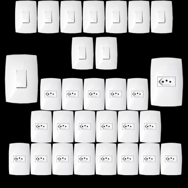 Kit 30 Tomadas 10a + 10 Interruptores Simples Blux Home Branc