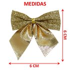 Kit 32 Enfeite Árvore Natal Laço Lacinho Gliter Dourado 6cm