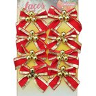 Kit 32 Laços Com Bolinhas Enfeite Natalino Dourado Brilhante