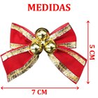 Kit 32 Laços Com Bolinhas Enfeite Natalino Dourado Brilhante