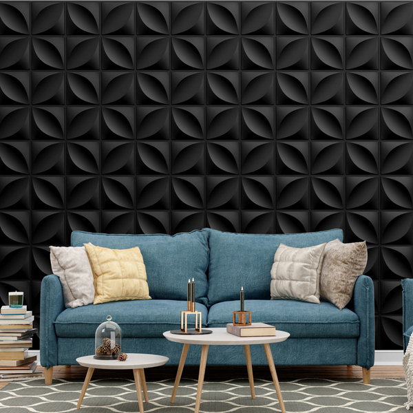 Kit 32 Placas 3d Pvc Preto Decoração Revestimento Premium De