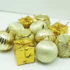Kit 33 Pçs Tubo Natalino Enfeite Árvore De Natal Dourado 5cm