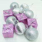 Kit 33 Peças Tubo Natalino Árvore De Natal Rosa E Prata 5cm