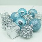 Kit 33 Peças Tubo Natalino Enfeite Árvore De Natal Azul 5cm