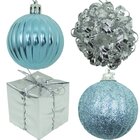 Kit 33 Peças Tubo Natalino Enfeite Árvore De Natal Azul 5cm