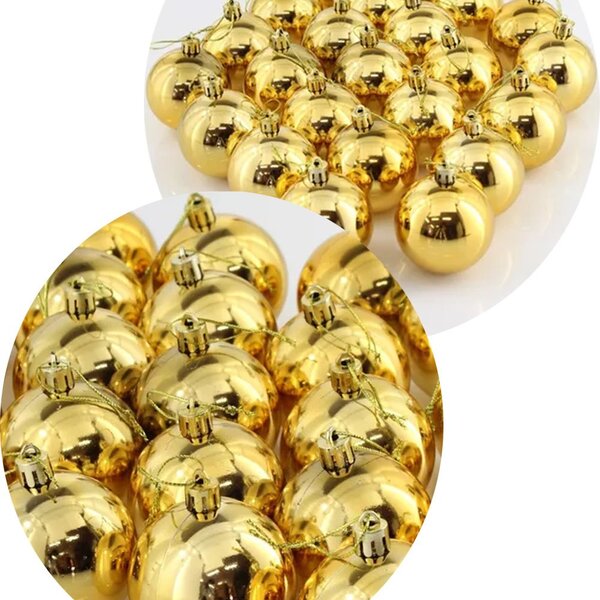 Kit 36 Bolas De Natal Dourada Árvore De Natal Enfeite De 6cm