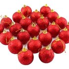 Kit 36 Bolas Enfeite Árvore Natal Vermelha Glitter 4,8cm