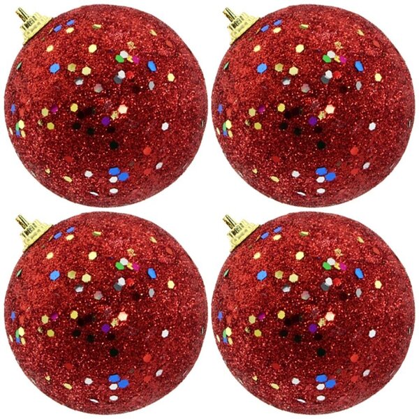 Kit 36 Bolas Enfeite Árvore Natal Vermelha Glitter 4,8cm
