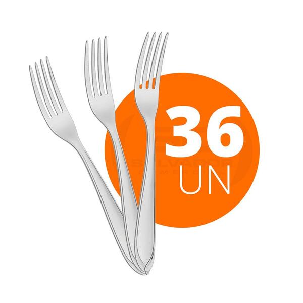 Kit - 36 Garfos De Mesa Luxo Laguna Em Aço Inox Gitop - Tramo