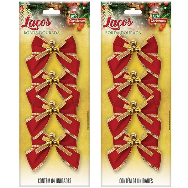 Kit 36 Laços De Bolinhas 10cm Pingentes Dourado Brilhante