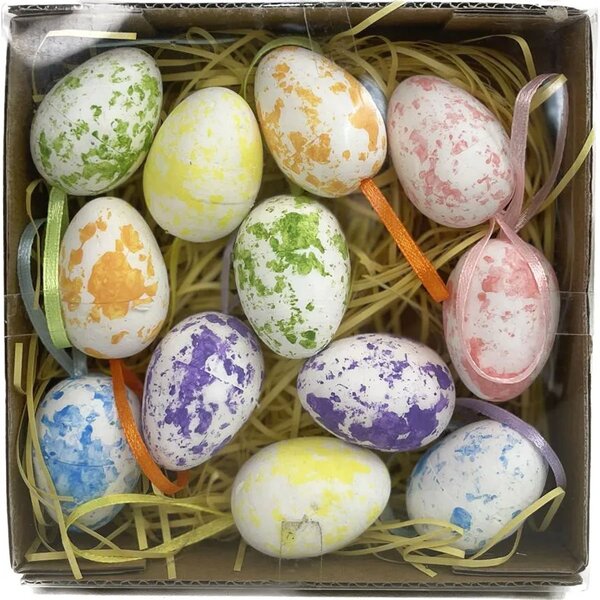 Kit 36 Ovos Pendentes De Páscoa Coloridos Decorativo Coelho