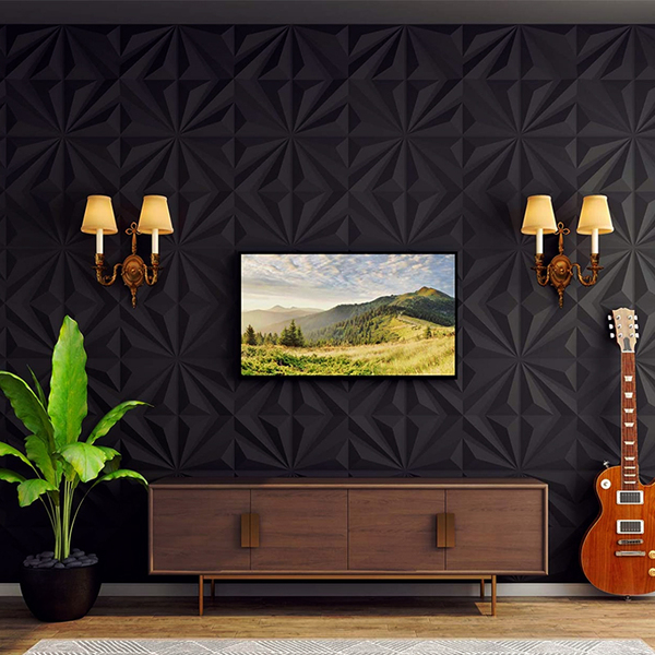 Kit 36 Placas 3d Pvc Preto Decoração Revestimento Premium De