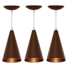 Kit 3   Pendente Cone -  Café Tabaco / Bronze
