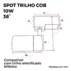 Kit 3  Luminária Spot Led Trilho 10w Branco Quente 3000k