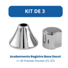 Kit 3 Acabamento Registro Padrão Docol C40 Gaveta Pressão Met
