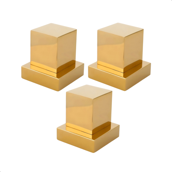 Kit 3 Acabamentos Para Registro Quadrado 1/2/3/4 Metal Dourado