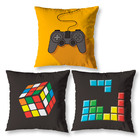 Kit 3 Almofadas Cheias Decoração Quarto Menino 40cm Zíper