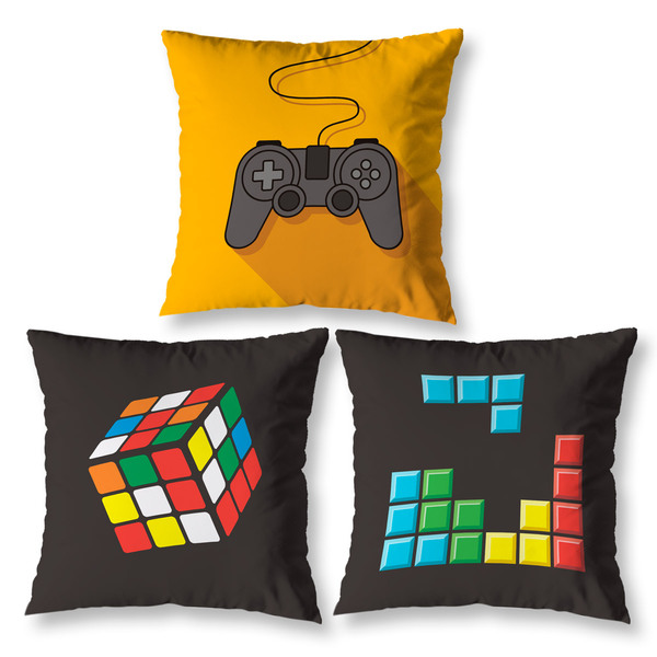 Kit 3 Almofadas Cheias Decoração Quarto Menino 40cm Zíper