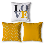 Kit 3 Almofadas Cheias Love 40cm Sala Quarto Zíper Amarelo