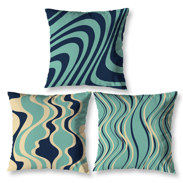 Kit 3 Almofadas Cheias Sala Quarto 40cm Azul Com Zíper