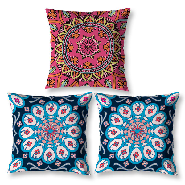 Kit 3 Almofadas Cheias Sala Quarto 40cm Mandalas Estampadas