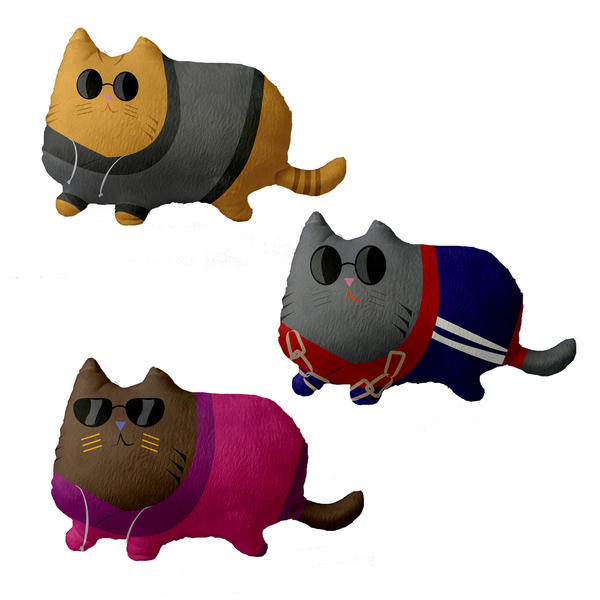 Kit 3 Almofadas De Gato Para Sofá Amarelo Cinza E Marrom Cinza