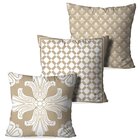 Kit 3 Almofadas Decorativas Ornamentos Bege